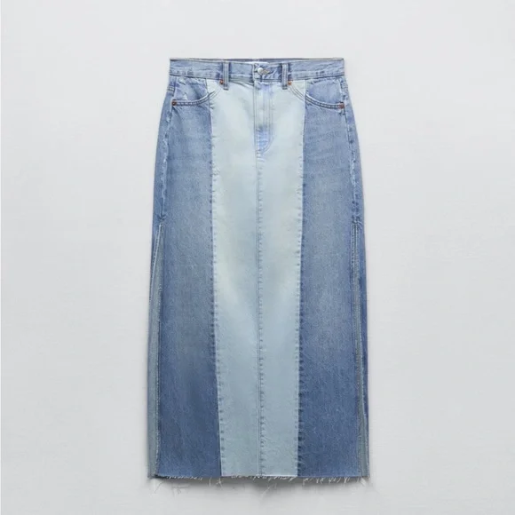 Zara Skirts Zara Patchwork Trf Denim Skirt Poshmark